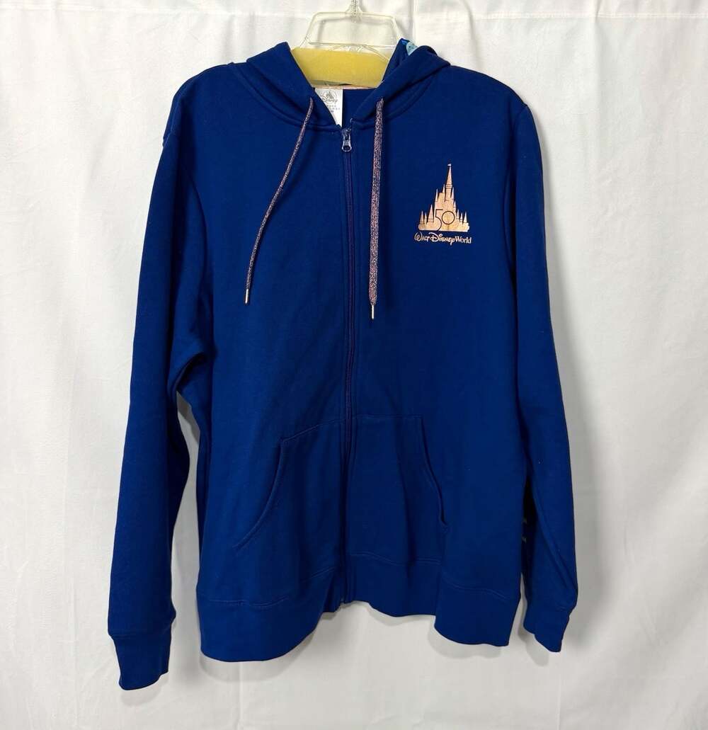 Walt Disney World Women’s 50th Anniversary Blue Full Zip Fleece Hoodie 2X